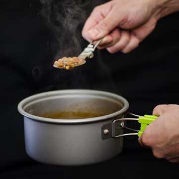 CampingRockers 14 with Kettel/15 PCS Camping Cookware Mess Kit - Durable Pot Pan Bowls & Knife, Lightweight Set for Backpacking, Hiking Outdoors - Non-Stick Aluminum Cookset & Utensils for Picnic