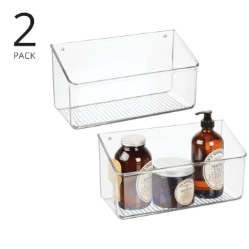 mDesign Wall Mount Organizer Caddy - 12" Wide & Clear