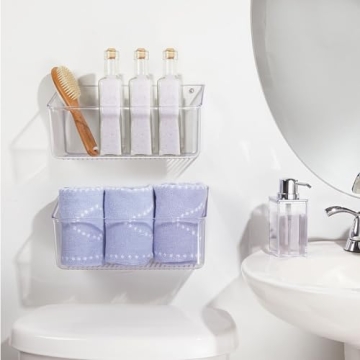 mDesign Wall Mount Organizer Caddy - 12" Wide & Clear