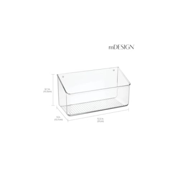 mDesign Wall Mount Organizer Caddy - 12" Wide & Clear