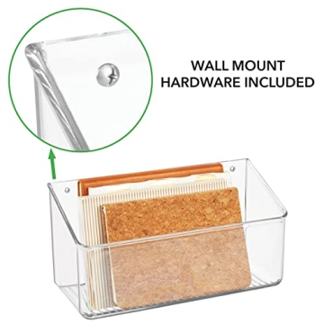 mDesign Wall Mount Organizer Caddy - 12" Wide & Clear