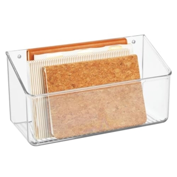 mDesign Wall Mount Organizer Caddy - 12" Wide & Clear