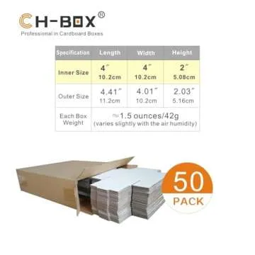 CH-BOX 50 Pack 4x4x2'' Small Shipping Boxes, Corrugated Cardboard Mailers for Business, White (CM442)