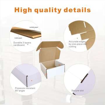 CH-BOX 50 Pack 4x4x2'' Small Shipping Boxes, Corrugated Cardboard Mailers for Business, White (CM442)