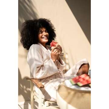 PAMUKTAN 100% Organic Turkish Cotton Bathrobe Towel Robe - Terry Cloth Spa Robe Lightweight Absorben...