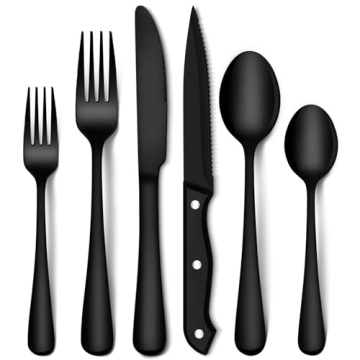 EUIRIO 48-Piece Black Silverware Set for Stylish Dining