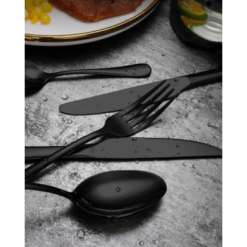 EUIRIO 48-Piece Black Silverware Set for Stylish Dining