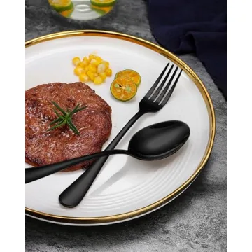 EUIRIO 48-Piece Black Silverware Set for Stylish Dining