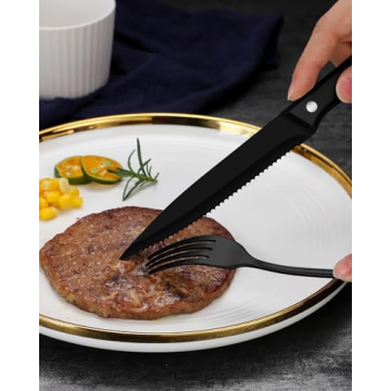 EUIRIO 48-Piece Black Silverware Set for Stylish Dining