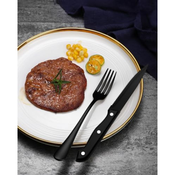 EUIRIO 48-Piece Black Silverware Set for Stylish Dining