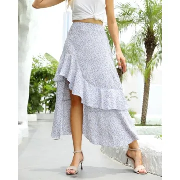 BTFBM Women's Boho Floral Maxi Skirt - Trendy & Comfortable