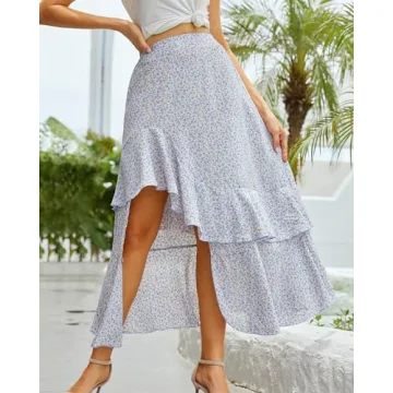 BTFBM Women's Boho Floral Maxi Skirt - Trendy & Comfortable