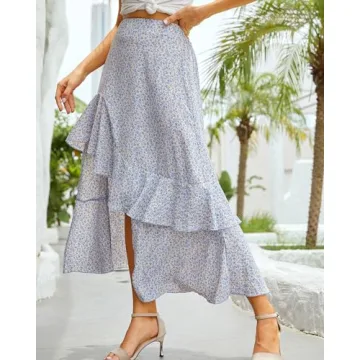 BTFBM Women's Boho Floral Maxi Skirt - Trendy & Comfortable