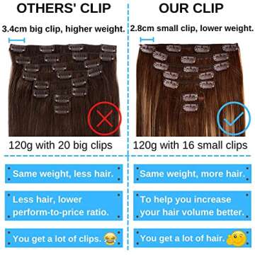 AMABAOBAO Hair Extensions Clip in Human Hair Thickened Double Weft Brazilian Hair 120g 7pcs Per Set 9A Remy Hair Jet Black Full Head Silky Straight Hair Extensions Human Hair (14 Inch #1)