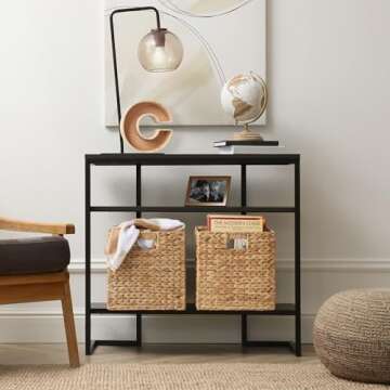 Casafield 12" x 12" Water Hyacinth Storage Baskets, Natural - Set of 6 Collapsible Cube Organizers, ...