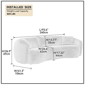 WILLIAMSPACE 93.6" Curved Sofa Modern Boucle Upholstery