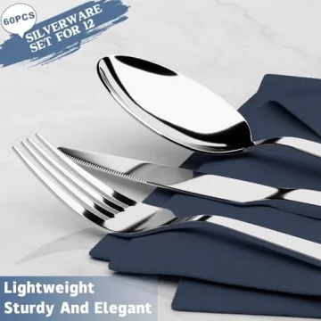 60 Piece Stainless Steel Silverware Set for 12