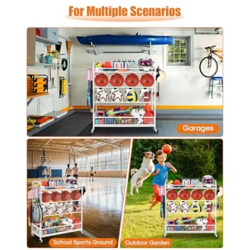 EXTCCT Sports Equipment Organizer with Wheels for Garages