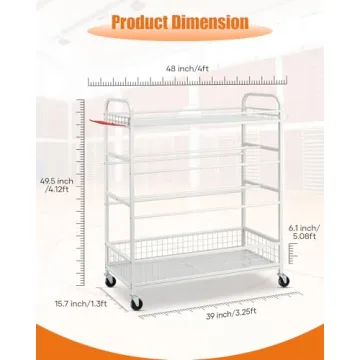 EXTCCT Sports Equipment Organizer with Wheels for Garages