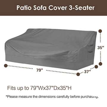 Vailge Heavy Duty Patio Sofa Cover, 100% Waterproof 3-Seater Outdoor Sofa Cover,Lawn Patio Furniture...