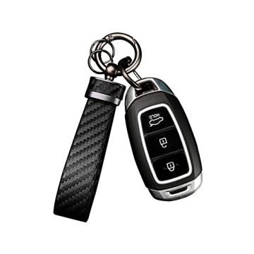 Turcee Leather Car Keychain: Carbon Fiber Anti-Lost Key Fob