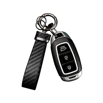 Turcee Leather Car Keychain: Carbon Fiber Anti-Lost Key Fob