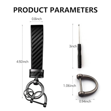 Turcee Leather Keychain: Carbon Fiber & Anti-Lost D-Ring