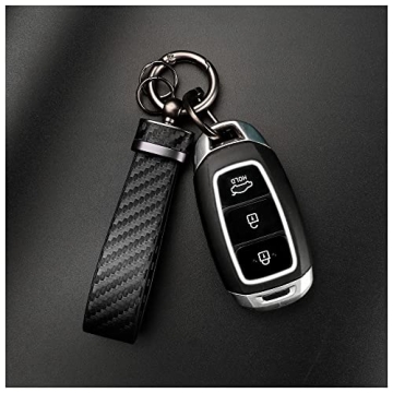 Turcee Leather Keychain: Carbon Fiber & Anti-Lost D-Ring