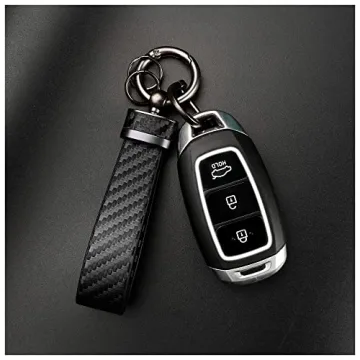 Turcee Leather Keychain: Carbon Fiber & Anti-Lost D-Ring