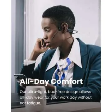 Aftershokz OpenComm (Rebranded as Shokz OpenComm) Wireless Stereo Bone Conduction Bluetooth Headset ...