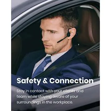 Aftershokz OpenComm (Rebranded as Shokz OpenComm) Wireless Stereo Bone Conduction Bluetooth Headset with Noise-Canceling Boom Microphone for Office Home Business Trucker Drivers Commercial Use, Black