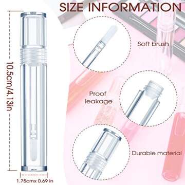 Patelai 30 Pieces Empty Lip Gloss Tubes 5 ml Transparent Lip Gloss Containers Clear Refillable Lipst...