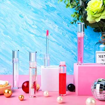 Patelai 30 Pieces Empty Lip Gloss Tubes 5 ml Transparent Lip Gloss Containers Clear Refillable Lipstick Container Lip Balm Bottles Eyelash Growth Liquid Tube Cosmetic Container with Rubber Stoppers