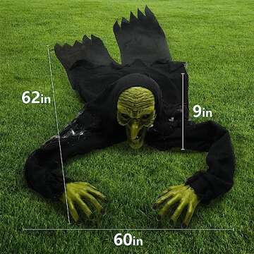 Halloween Outdoor Decoration, Grounderbreaker Zombie Witch with Flashing Eyes Creepy Sound,Scary Crawling Halloween Props Décor Best Halloween Decorations, Haunted House Outdoor, Lawn, Yard Decor