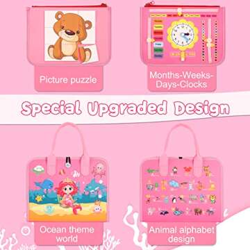 Khlerox Busy Board Montessori Toy for Toddlers, Educational Learning Activity Sensory Board, Developing Fine Motor Skills, Travel Toy, Gift for Boys & Girls