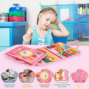 Khlerox Busy Board Montessori Toy for Toddlers, Educational Learning Activity Sensory Board, Developing Fine Motor Skills, Travel Toy, Gift for Boys & Girls