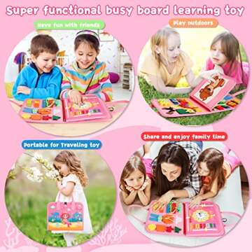 Khlerox Busy Board Montessori Toy for Toddlers, Educational Learning Activity Sensory Board, Developing Fine Motor Skills, Travel Toy, Gift for Boys & Girls