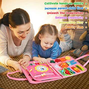 Khlerox Busy Board Montessori Toy for Toddlers, Educational Learning Activity Sensory Board, Developing Fine Motor Skills, Travel Toy, Gift for Boys & Girls