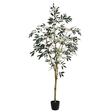 Vickerman 6' Artificial Potted Olive Tree - Premium Lifelike Indoor Tree for Elegant Decor