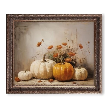 Fall Wall Decor, Pumpkin Still Life Print, Rustic Fall Art, Vintage Autumn Decor, Halloween Autumn D...