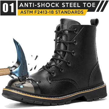 PAMEILA Waterproof Steel Toe Boots - Lightweight & Non-slip