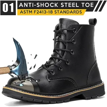 PAMEILA Waterproof Steel Toe Boots - Lightweight & Non-slip