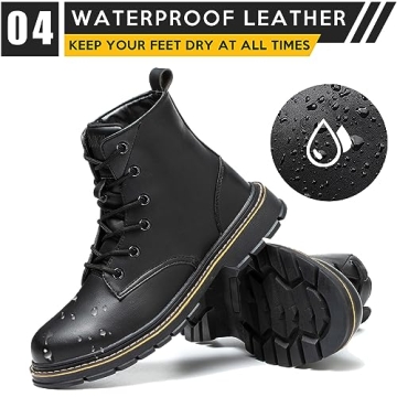 PAMEILA Waterproof Steel Toe Boots - Lightweight & Non-slip