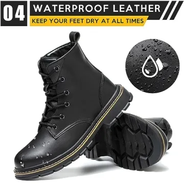 PAMEILA Waterproof Steel Toe Boots - Lightweight & Non-slip