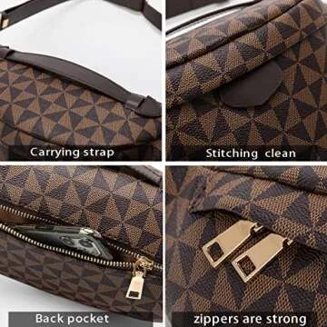 Crossbody Sling Bag for Women Men Leather Bum Belt Bags Fanny Pack Anti-theft Fastener Chest Bag for Travel