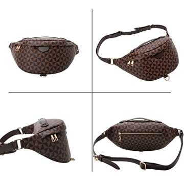 Crossbody Sling Bag for Women Men Leather Bum Belt Bags Fanny Pack Anti-theft Fastener Chest Bag for Travel