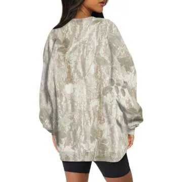 GOFULY Camo Sweatshirt Women,Fall Sweatshirts For Women Long Sleeve Crewneck Camo Shirt Y2K Drop Shoulder 2024 Camo Hoodie Womens Maple Leaf Print Fall Outfits For Women 2024 Light Green Xl