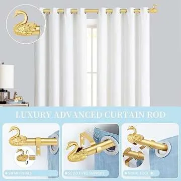 TANGWIN Gold Curtain Rods for Windows 28 to 48 Inch(2.3-4Ft),1 Inch Adjustable Curtain Rod,Heavy Dut...