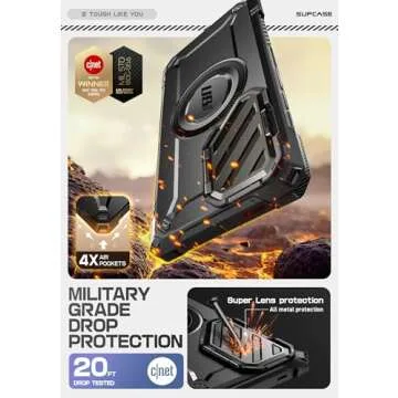 SUPCASE for Samsung Galaxy S25 Ultra Case with Camera Cover Stand (UBMag XT), [S Pen Friendly] [Compatible with MagSafe] [Military-Grade Protection] Magnetic Phone Case for S25 Ultra 6.9 inch, Black