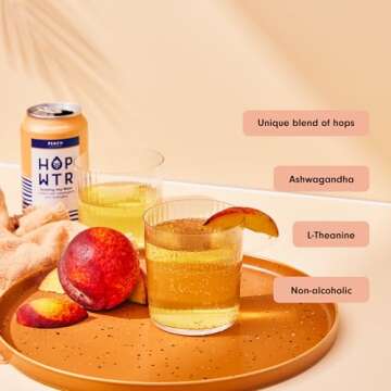HOP WTR Peach Sparkling Hop Water - Sugar Free & Low Carb